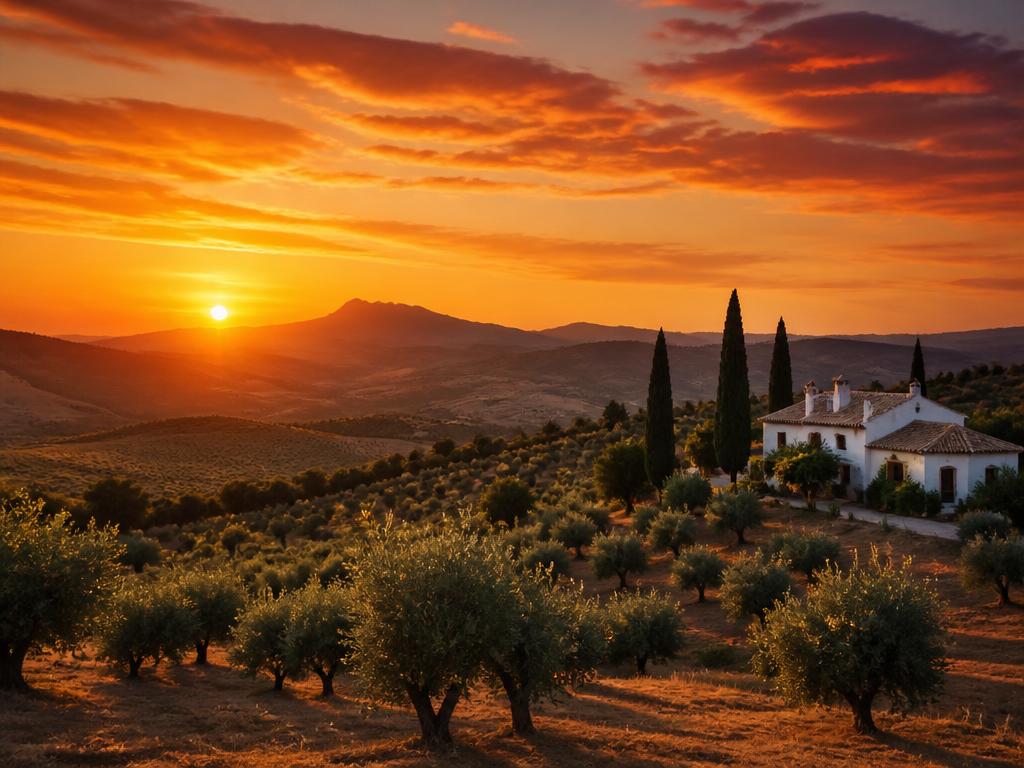 Evening light over the hills of Monte Valeo